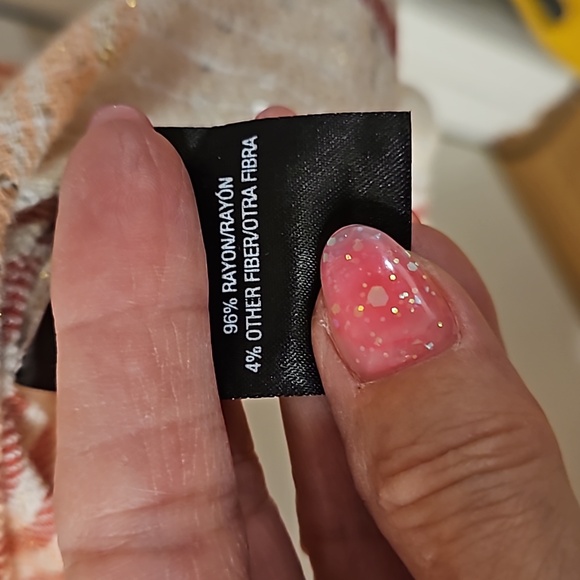 SIMPLY EMMA red pink white plaid silver thread sequin accent button down 3X - Picture 5 of 10